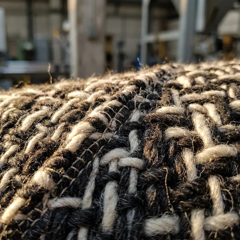 Extreme close-up detailing of premium wool fabric weave